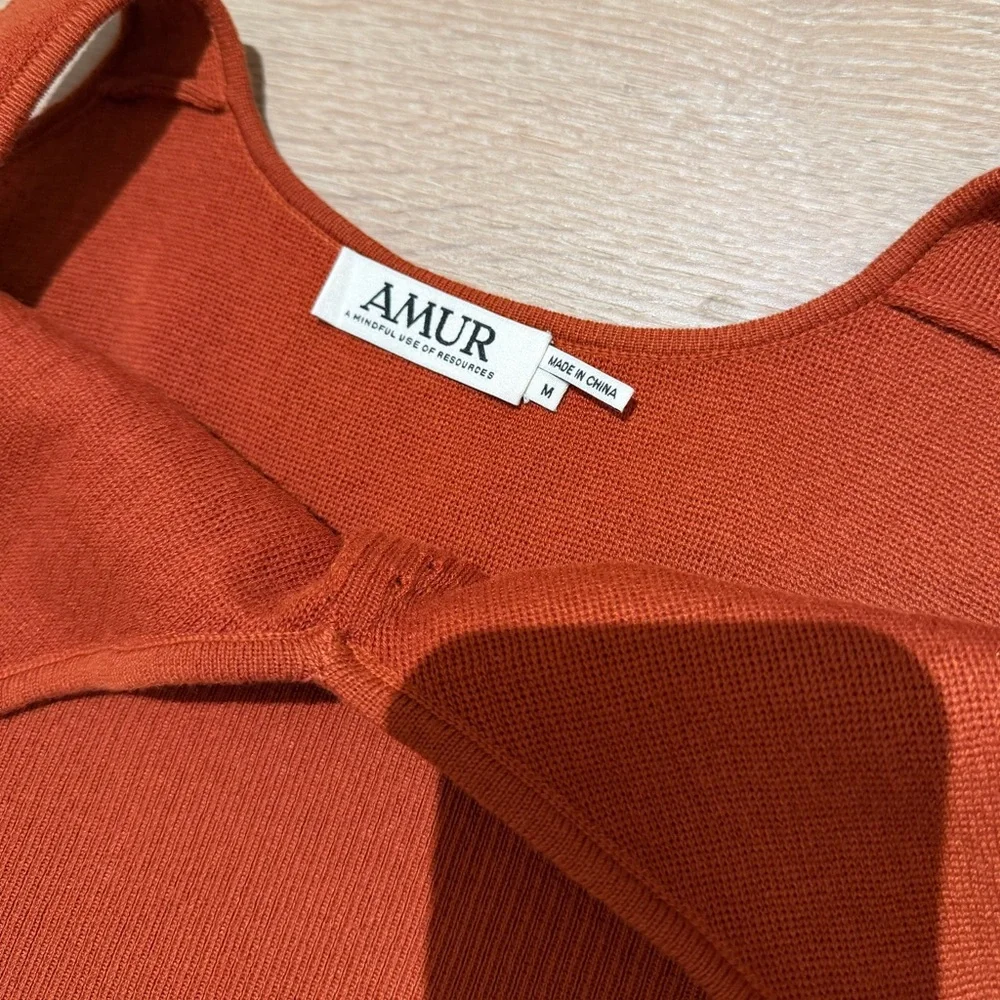 Amur Rust Orange Knit Crop tank Top - Picture 4 of 6